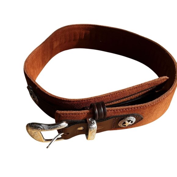 Kirkpatrick Marshal Cross Draw Ammo Leather Belt 357 CAL USA Size 36 Silver Tone - Picture 4 of 16